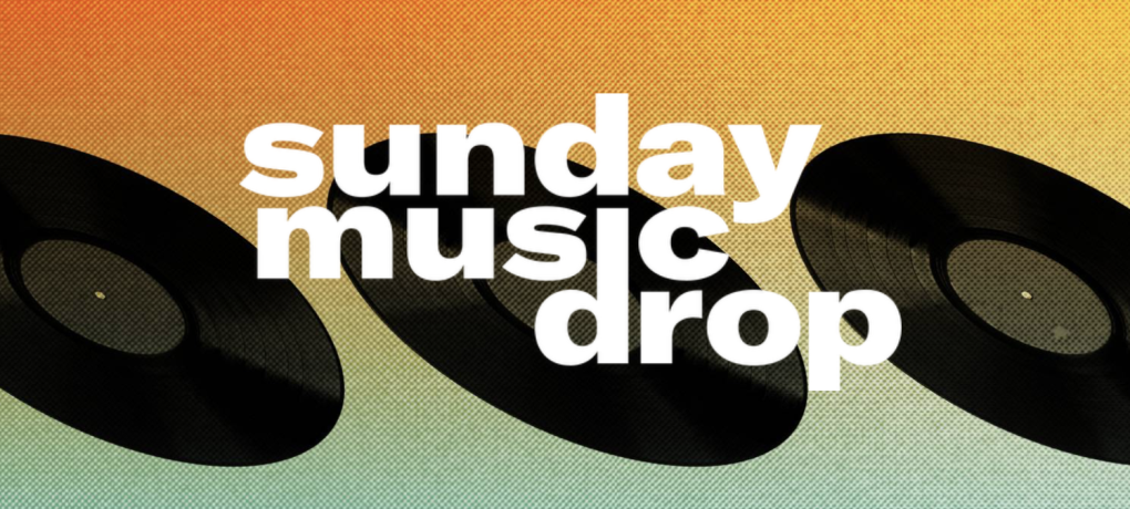 An illustration of the three vinyl records over text that reads "Sunday Music Drop."